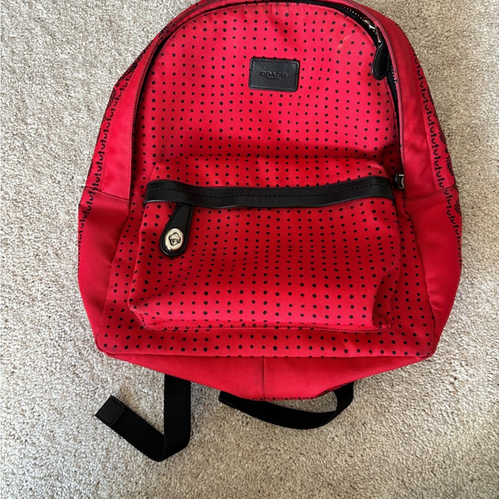 Coach Red and Black Paisley Backpack